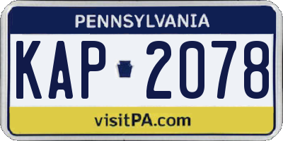 PA license plate KAP2078