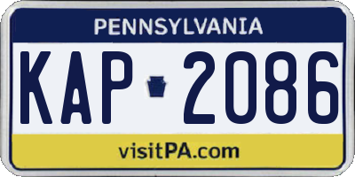 PA license plate KAP2086
