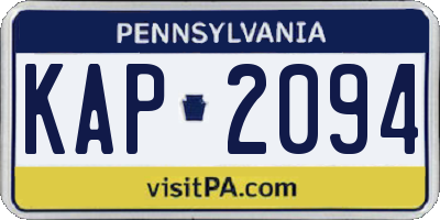 PA license plate KAP2094