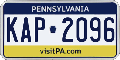 PA license plate KAP2096