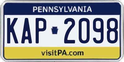 PA license plate KAP2098