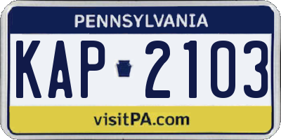 PA license plate KAP2103