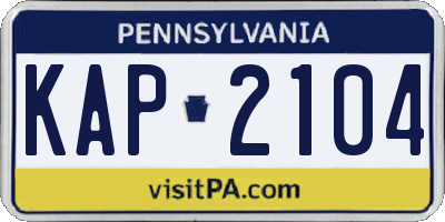 PA license plate KAP2104