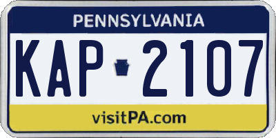 PA license plate KAP2107