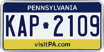 PA license plate KAP2109