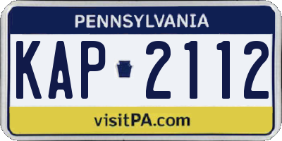 PA license plate KAP2112