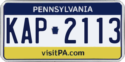 PA license plate KAP2113