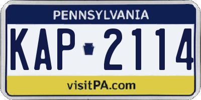 PA license plate KAP2114