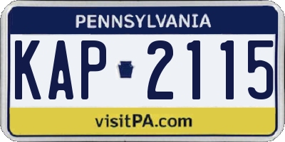 PA license plate KAP2115