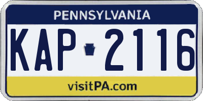 PA license plate KAP2116