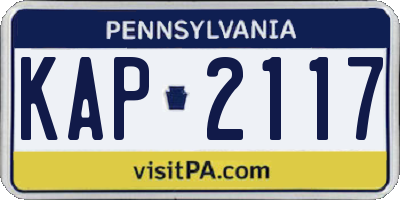 PA license plate KAP2117