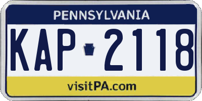 PA license plate KAP2118