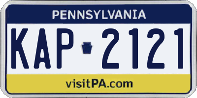 PA license plate KAP2121