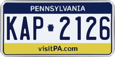 PA license plate KAP2126