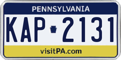 PA license plate KAP2131