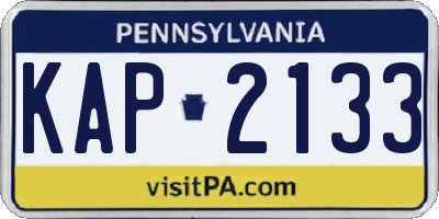 PA license plate KAP2133