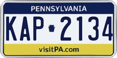 PA license plate KAP2134