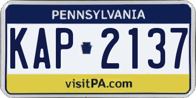 PA license plate KAP2137