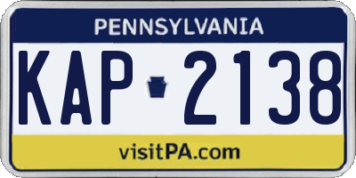 PA license plate KAP2138