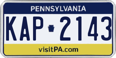 PA license plate KAP2143