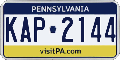 PA license plate KAP2144