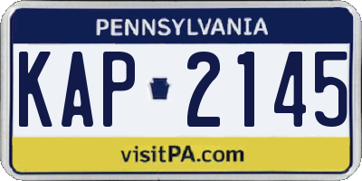 PA license plate KAP2145