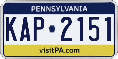 PA license plate KAP2151