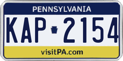 PA license plate KAP2154