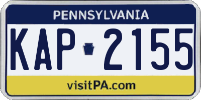 PA license plate KAP2155