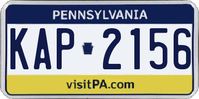 PA license plate KAP2156