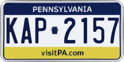 PA license plate KAP2157