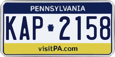 PA license plate KAP2158