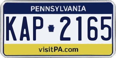 PA license plate KAP2165