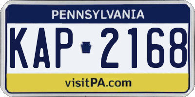 PA license plate KAP2168