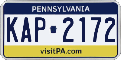 PA license plate KAP2172