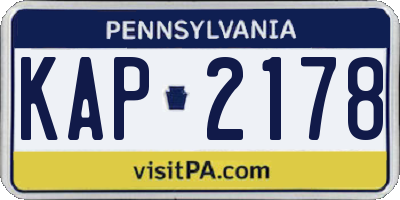 PA license plate KAP2178