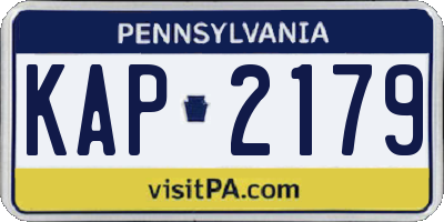 PA license plate KAP2179