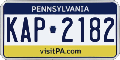 PA license plate KAP2182