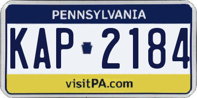 PA license plate KAP2184
