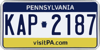 PA license plate KAP2187
