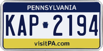 PA license plate KAP2194