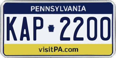 PA license plate KAP2200