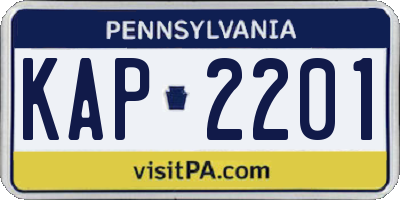 PA license plate KAP2201