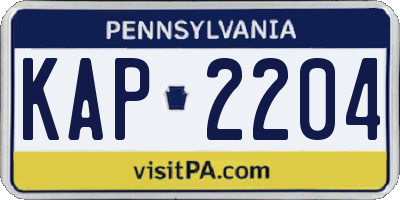 PA license plate KAP2204