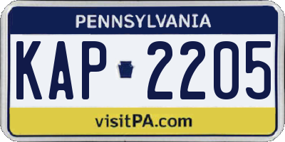 PA license plate KAP2205
