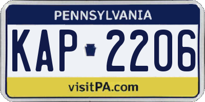 PA license plate KAP2206