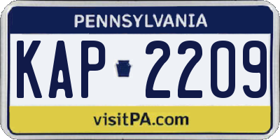 PA license plate KAP2209