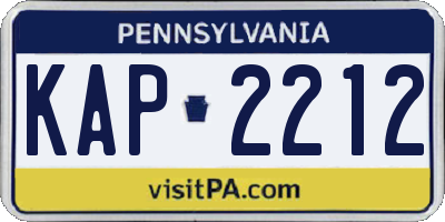 PA license plate KAP2212