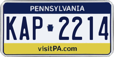 PA license plate KAP2214