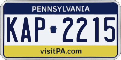 PA license plate KAP2215